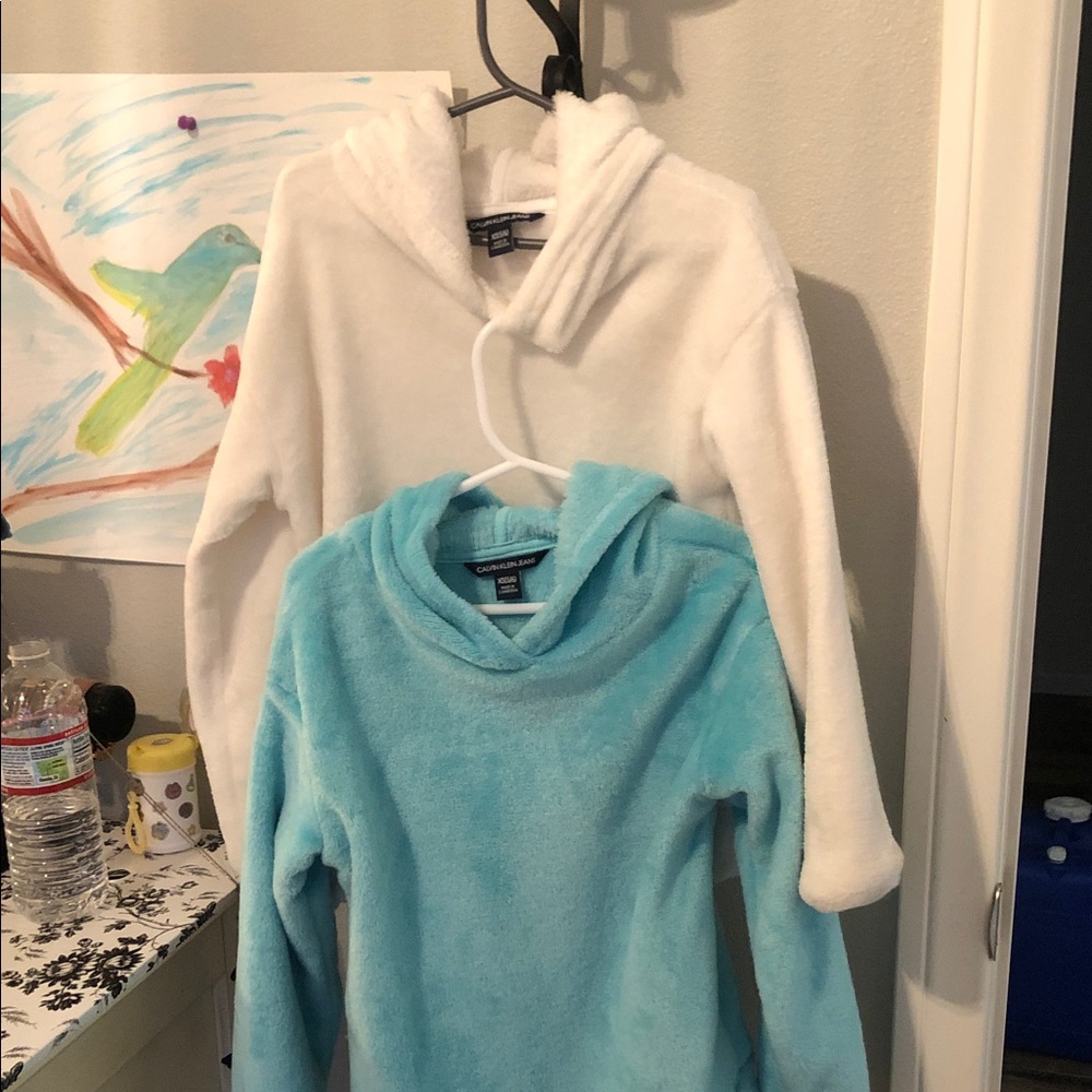 Garanimals Kids Hooded Fleece Tops in White and Light Blue